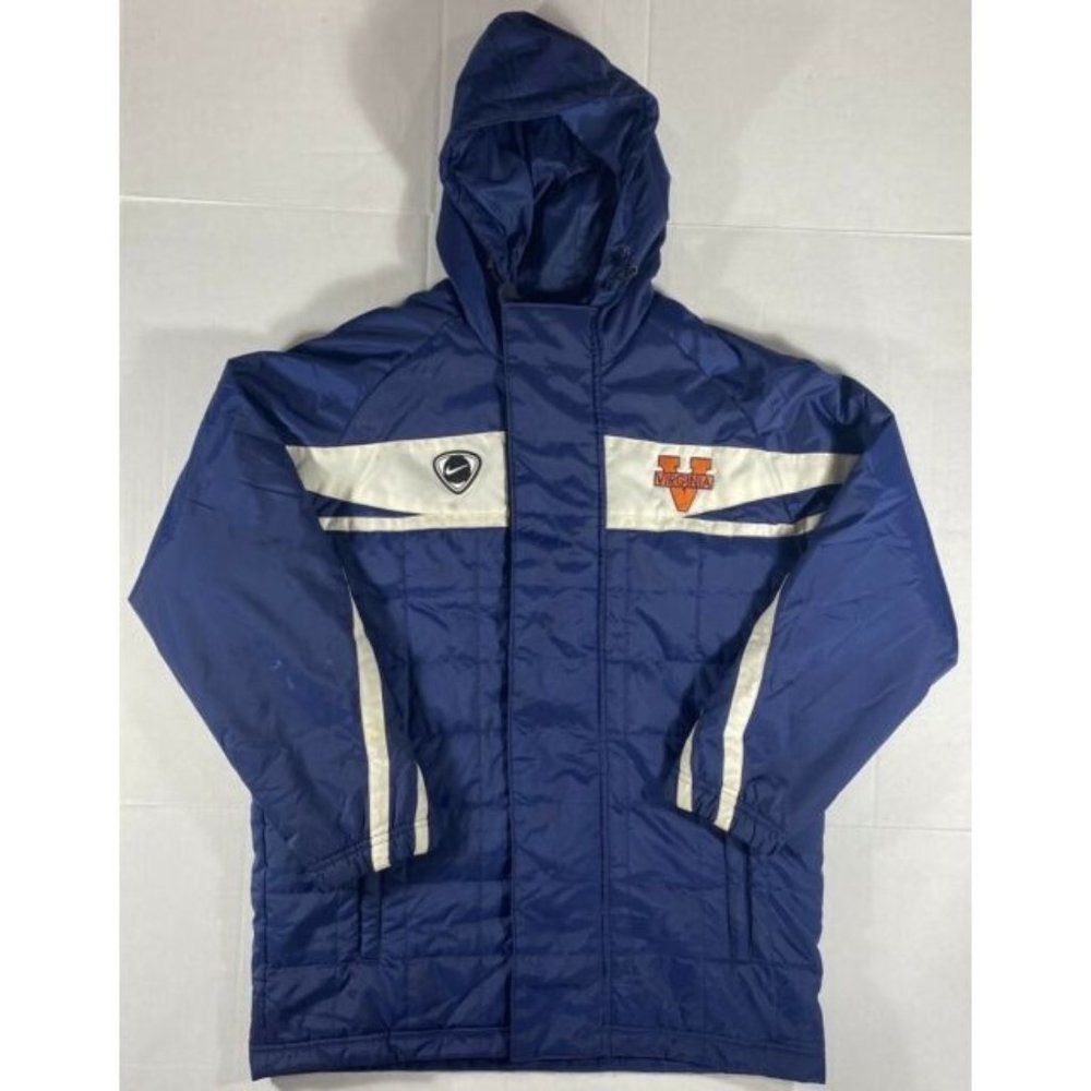 Vintage Nike UVA Virginia Cavaliers Winter Jacket Hooded Blue Small 90s AB29